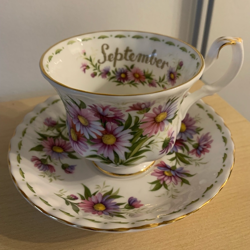 Royal Albert September Michaelmas Daisy Teacup and Saucer